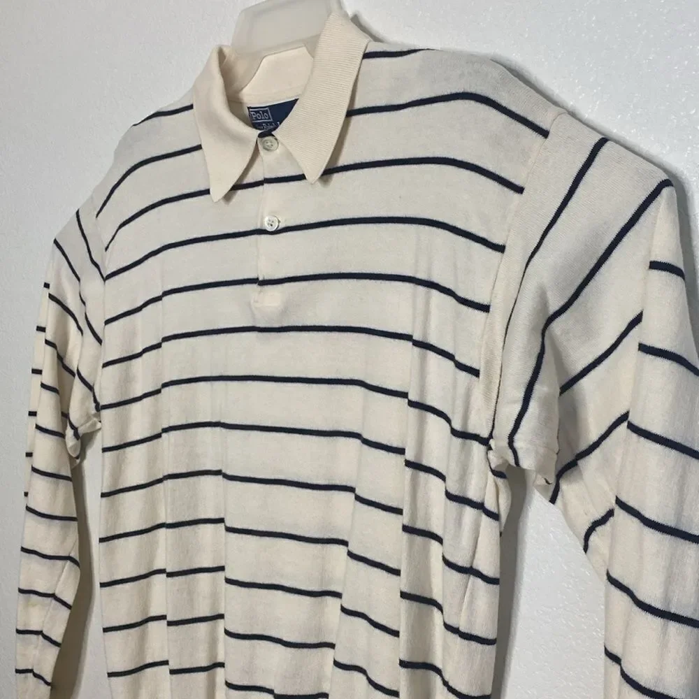 POLO Ralph Lauren Men’s Vintage Striped Long Sleeves Polo Size XL. Made in Italy - Picture 2 of 10